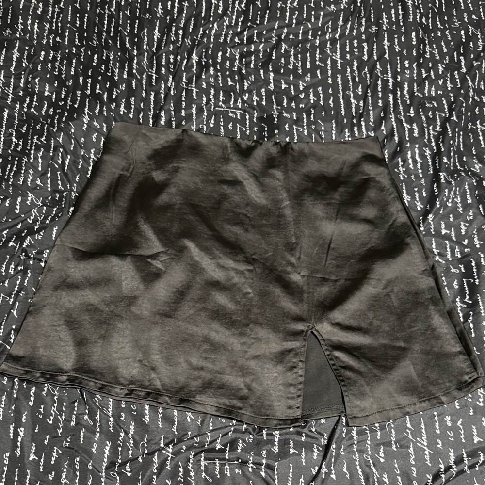 Black Mini Skirt with Front Slit
